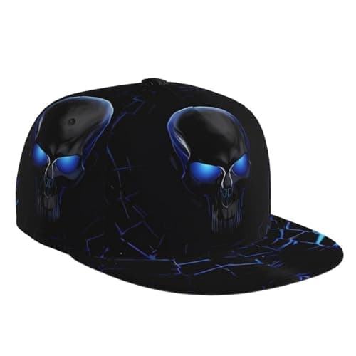 YzgWjBhd Skulls Printed Baseball Cap, Flat Brim Hats for Men Women, Funny Adjustable Snapback Hats
