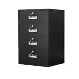 NUHSLF Metal Mobile File Cabinet with Lockable Drawer Adjustable Shelves and Storage Cupboard for Home Office Black (Black-4 Drawer)