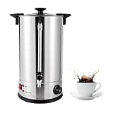 GQWQNIO 15L Commercial Grade Stainless Steel Coffee Urn with Plastic Filter & Faucet, 1.4KW Hot Coffee Dispenser with Temp Control Function for Home, Party, Office, Wedding 20.3x10.4In