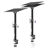 OUKMIC Studio Monitor Stands Clamp On Desktop Speaker Stand Pair, Heavy Duty Riser Tilt Height Adjustable, Universal Music Booth Desk Audio Mount Tray for Subwoofer Surround Sound Bookshelf Laptop