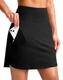 G Gradual 18" Golf Skirts for Women Zipper Pockets Mid Length Skort with Shorts Underneath High Waist Tennis Pickleball, Black, Large