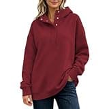 Ceboyel Womens Half Snap Hoodie Sweatshirt Long Sleeve Oversized Casual Top