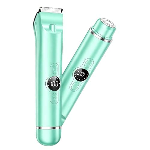 4 in 1 Bikini Trimmer for Women, Electric Razors for Women - Dual Head, Wet & Dry Use Pubic Body Hair Trimmer Electric Shavers, Rechargeable Womens Facial Razors for Legs, Nose, Armpits, Bikini Area