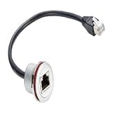 RJ45 CAT5e Ethernet 0.3M/1FT Flush Mount Male to Female Feed Thru for Coupler Threaded Fixed Bulkhead Connector Socket Patch Cord for Router Modem