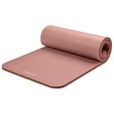 Retrospec Solana Yoga Mat 1" Thick w/Nylon Strap for Men & Women - Non Slip Exercise Mat for Home Yoga, Pilates, Stretching, Floor & Fitness Workouts - Rose