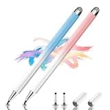 Stylus Pens for Touch Screens, 2 in 1 Capacitive Pen High Precision Universal Stylus Pen for iPad Compatible with Switch, iPhone, iPad, Android Tablets and Smartphones, 2 Pack - (Blue/Pink)