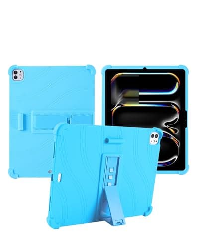 for Apple iPad Pro(M5) 2025 11 Inch Tablet Case,BOVUGAC Soft Silicone Adjustable Stand Shockproof Kids Friendly for Apple iPad Pro 11" Tablet(SkyBlue)