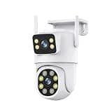 BXGBWKZHRQF 5K 10MP WiFi Outdoor PTZ Security Device Dual Lens AI Human Auto Tracking Tuya Compatible Surveillance Equipment(UK Plug,10MP Cam)