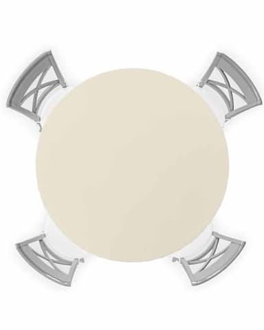 Zadaling Elastic Edged Outdoor Round Tablecloth, Cream Color Fitted Table Cover Oil-Proof Waterproof Table Cloth Indoor/Outdoor Patio Decor Use Fits Tables up to 36"-44" Diameter