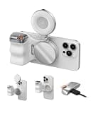 TELESIN Fun Shot Magnetic Phone Camera Grip + C03 Magnetic Selfie Light (Silver) Bundle Kit Compatible with iPhone Magsafe & Android, Creator Kit for Selfies/Photography/TikTok/Zoom Calls/Video
