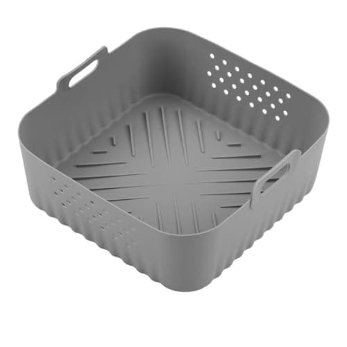 Silicone Air Fryer Baking Tray 5.5-6.2L Square Reusable Air Fryer Basket Heightened，Compatible For Philips，-NA230，Compatible For Ninja，180COSORI(Gray 2)