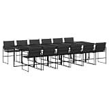 TUERYAFEK 13 Piece Patio Dining Set with Cushions, Black Textilene Folding Chairs and Tempered Glass Table for Garden Backyard