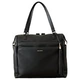 Kaela Marie Large Diaper Bag Backpack, Vegan Leather Diaper Travel Tote Bag with Changing Pad and Stroller Straps (Black)
