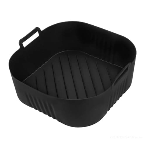 23cm XXL Silicone Basket For Air Fryer，Compatible For Cosori，5.5L/6L/6.1L，Compatible For Philips，Series 2000 6.2L(Black 1pcs)