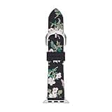 Kate Spade New York Silicone Band for 38/40/41mm Apple Watch Series 1-8, Color: Black Floral, Silver (Model: KSS0011)