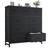 OLIXIS 9 Drawer Fabric Storage Dresser Chest Organizer Unit, Black