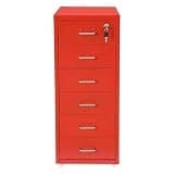 6-Tier Vertical File Cabinet Lockable Freestanding Storage Cabinet,Red
