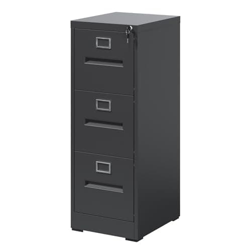 WEALTHKING Secure Locking Metal Vertical File Cabinet for Office Home Organization, Dual Drawer Safety System with Anti-Tip Design, Full Extension Ball Bearing Slides (Black,3 Drawer)