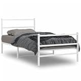 HGFDVCMR Twin Bed Frame, White Metal Bed Frame with Headboard and Footboard, Modern Platform Bed Frame with Sturdy Steel Slat Support for Bedroom and Guest Room