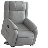 KTPRTOCK Power Lift Recliner Chair for Elderly with Manual Reclining Function, Light Gray Fabric Stand Up Recliner Chair with Side Pocket, Wood and Metal Frame