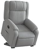 KTPRTOCK Power Lift Recliner Chair for Elderly with Manual Reclining Function, Light Gray Fabric Stand Up Recliner Chair with Side Pocket, Wood and Metal Frame