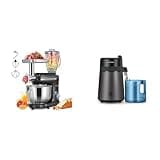 VIVOHOME Black 3 in 1 Stand Mixer with 6 Quart Bowl 650W 6 Speed Tilt Head Meat Grinder and Juice Blender and Black Water Distiller 1.6 Gallon 6L 900W with Smart Switch