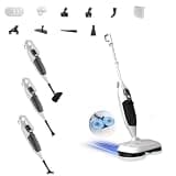 PUREBEAR Steam Mop Cleaner For Home With 4 Replacement Pads, 3 Adjustable Steam Setting, MultiPurpose Handheld Steamer Cleaning for Hardwood Floors, Clothes,Windows,Tiles, Grout (White)