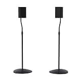 SANUS Speaker Stands Pair for Satellite & Bookshelf Speakers up to 3.5lbs – 10” Height Adjustment – Includes L-Shaped Bracket & Keyhole Adapter for Compatibility – Easy DIY Assembly