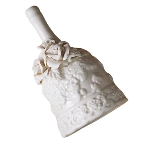 Cabilock 1pc Delicate Ceramic Hand Bell Floral Design Vintage Decorative Call Bell for Restaurants Hotels and Home Use Crisp Sound for Service Requests and Desktop Ornament