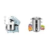 VIVOHOME Blue 660W 10 Speed 6 Quart Tilt-Head Stand Mixer and Stainless Steel Steam Juicer Extractor 11 Qt with Tempered Glass Lid and 2 Hose for Kitchen