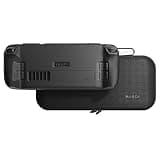 Skull & Co. GripCase Bundle for Steam Deck: Soft Protective Case with Textured Grips Full Protection and Stand, Non-Slip and Anti-Scratch Cover Design [with Slim Carrying Case] - Black