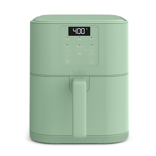 bella 6 Qt Slim Air Fryer, Fits-anywhere™ Kitchenware, EverGood™ Ceramic Nonstick Coating, Adjustable Temperature, 6 Preset Cooking Options, 60 Min Auto Shutoff w Audible Tone, 5lb Capacity, Seaglass