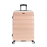 Rockland Melbourne Hardside Expandable Spinner Wheel Luggage, Checked Large 28", Champagne