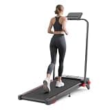 Foldable Under Desk Walking Pad Treadmill with Handle, 8% Incline, 0.6-7.5 MPH, 360lbs Capacity, Portable Walking Machine for Home Office (Black)
