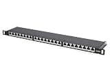 Intellinet Cat6a Shielded Desktop Patch Panel, 24-Port, FTP, 19", 0.5 U, 90° Top-Entry Punch-Down Blocks, Black
