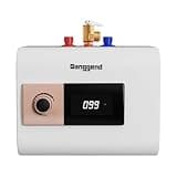 Ganggend 2.5 Gallon Electric Water Heater, 1500W 110V Mini Tank Under Sink Instant Hot Water Heater with Pressure Release Valve, Digital Display for Kitchen, RV, Laundry,Food Truck, Beige
