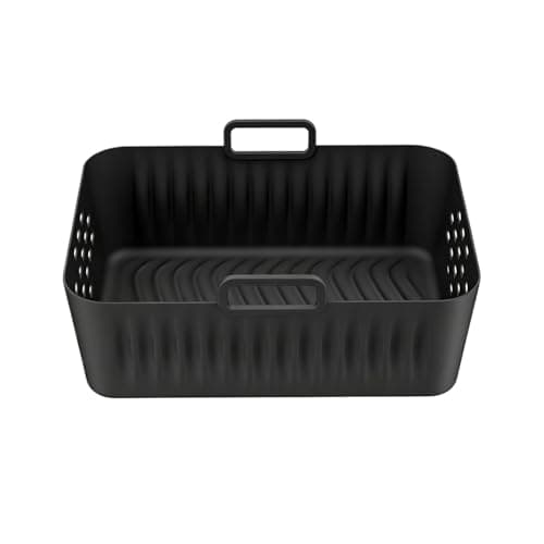Air Fryer Silicone Liners，Compatible For Ninja，SL400 SL401 Double Stack XL Basket Reusable Air Fryer Baking Tray(Black)