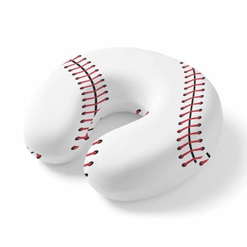 ZFUNCING Travel Pillows U-Shaped Neck Pillow Baseball Sports Texture Ergonomic Memory Foam Pillow Head Cushion,White Red Lines Soft Portable Neck Pillows for Office Airplane Car Train