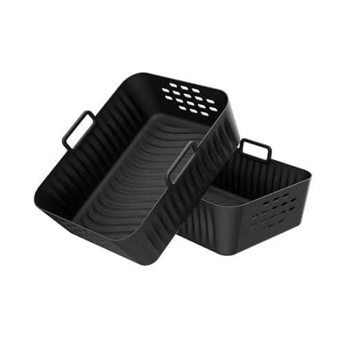2pcs Rectangle Silicone Air Fryer Liner，Compatible For Ninja，SL400UK/SL401 Reusable Air Fryer Baking Tray Basket