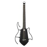 Silent Acoustic Electric Guitar, Mini Lightweight Travel Headless Guitar for Practice, Compact Maple Body with Removable Frames with Gig Bag, Black