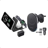 Anker MagGo Qi2 15W 3-in-1 Foldable Charging Station & Prime Qi2 25W MagSafe Wireless Car Charger with AirCool TEC Cooling, Fast Charging for iPhone, AirPods & Apple Watch