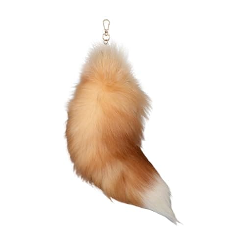 Gooddyiyukey Fox Tail Keychain, Furry Therian Tail Faux Fur Keyring,Party Costume,Bag Accessories,Gifts for Women