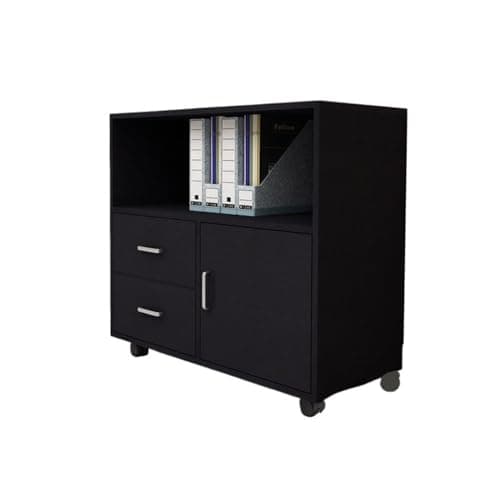 YUHUAWF File Cabinets Mobile Low Cabinet Thickened Back File Data Office Storage Printer with Wheels File Storage Cabinets(Black)