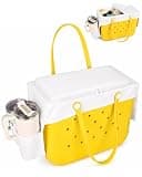 Water-Resistant Zippered Top Cover for Bogg Bag X-Large Beach Totes, Tote Lid Organizer with Dual Cup Pockets and Mesh Phone Pocket, Accessory for Bogg Bag X-Large