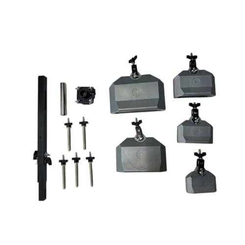 MotiveTech 5 Bell Cowbell Stand Polished Surface Percussion Cowbell Rack Loud Noise Maker Music Instrument for Drummers, Gray, Cowbell Set 4 5 6 7 8 With 5-Group Cowbell Combination Stand