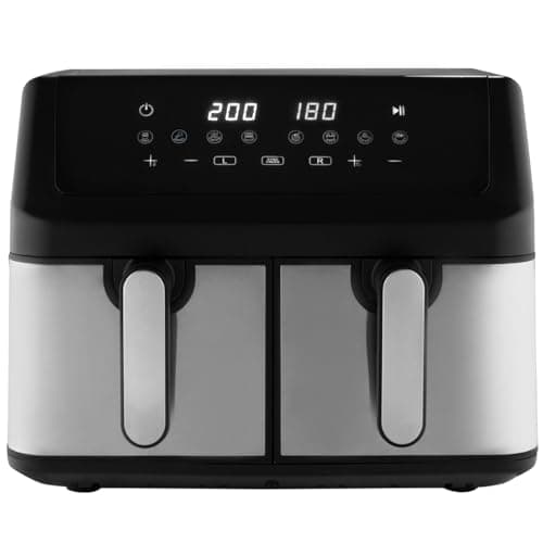 ProfiCook Hot Air Fryer | Simultaneous Preparation System | 9 Litres | 2 Compartment Hot Air Fryer | Fat Free Fryer | Pan with Non-Stick | Airfryer | PC FR 1296 H