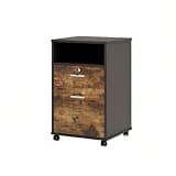 Brown Vertical File Cabinet with Drawer & Storage Shelf, Mobile Printer Stand on Wheels, Locking File Organizer for Home Office, Olling File Organizer, Office Storage Cabinet