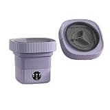 Portable Washing Machine, 10L Folding Portable Washing Machine Large Capacity Clothes Spin Dryer Bucket Travel Underwear Socks Ultrasonic Mini Washer,for Apartments,RV,Camping(Purple)