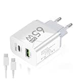Fast Charge Charger USB Type C GaN Phone Adapter iPhone 14 Pro ,Compatible for Xiaomi,Compatible for Huawei, High Speed Charging Charger(White Set EU)