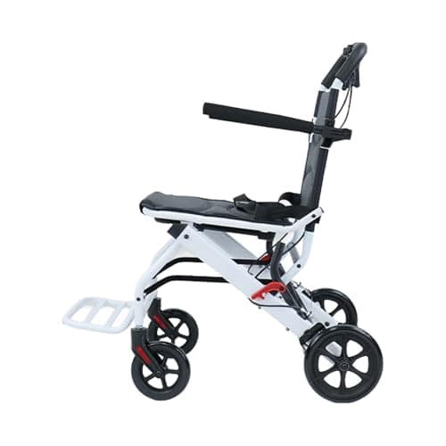 newuzis EasyGo Ultra-Light Folding Wheelchair, Carbon Steel Frame with Integrated Handbrake, 360° Swivel Front Wheels, 280° Rotating Armrests, PU Tires, 8.2KG for Travel & Daily Mobility A